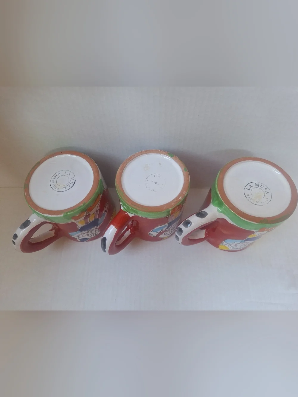 La Musa Ceramiche Christmas Coffee Mugs Hand Painted Holiday Colorful Lot Of 3 - Picture 5 of 6